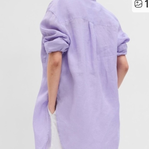 GAP Tops - GAP Women's Lavender Long Sleeve Linen Weekend Tunic